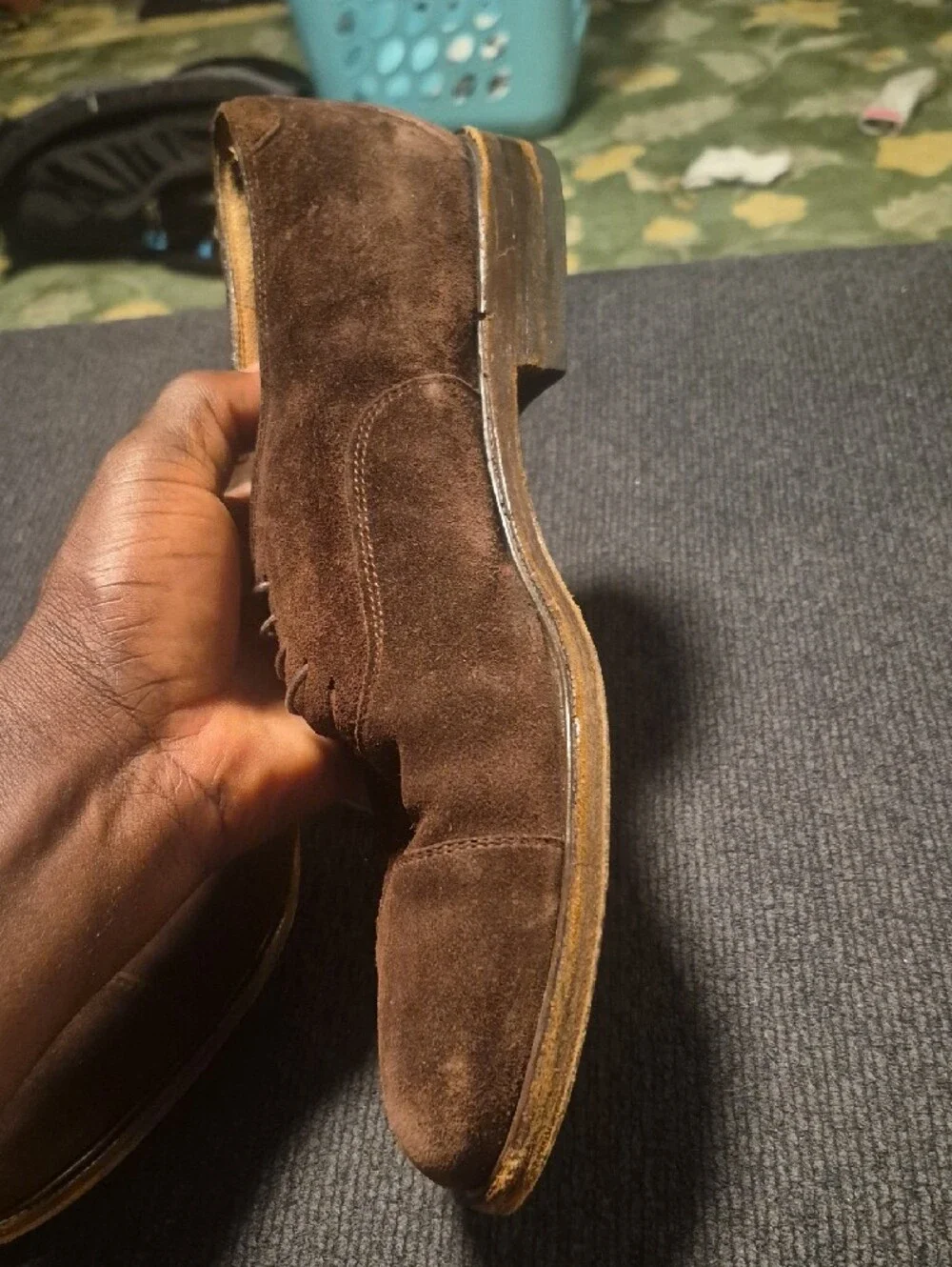 Men's Brown Suede Lace-Up Oxford Shoes